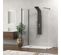 KAMALU - Doccia walk in 80x90 angolare con profilo nero | KW4000B