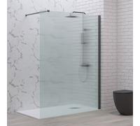 KAMALU - Doccia walk in 90 cm vetro scanalato e profilo gun metal | KW-100GMFL