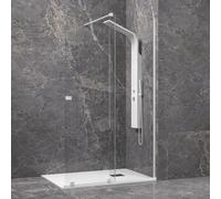 KAMALU - Doccia walk in con anta scorrevole 130 cm profilo bianco | KNM4000W-B