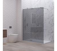 KAMALU - Doccia walkin 90 cm vetro fume profilo cromato | KW1000FC