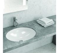 KAMALU - Lavabo sottopiano ovale 51cm in ceramica bianca | Litos-S650