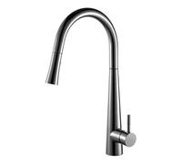KAMALU - Miscelatore cucina inox satinato con doccetta estraibile | Kam-050
