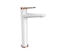 KAMALU - Miscelatore lavabo alto con finitura bianca e leva oro rosa | KAM-KANDA BIANCO-RG