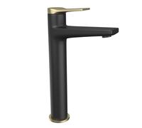 KAMALU - Miscelatore lavabo alto nero opaco con leva in bronzo | KAM-KANDA NERO-B