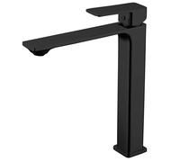 KAMALU - Miscelatore lavabo alto nero opaco linea squadrata | KAM-DIANA NERO