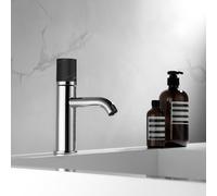 KAMALU - Miscelatore lavabo cromo con dettaglio in marmo nero | MARMO-NERO