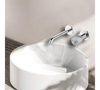 KAMALU - Miscelatore lavabo da incasso finitura cromo con dettaglio in marmo bianco | MARMO-BIANCO