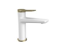 KAMALU - Miscelatore lavabo finitura bianca e leva bronzo | KAM-KANDA BIANCO-BR