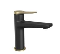 KAMALU - Miscelatore lavabo finitura nera opaca con leva in bronzo | KAM-KANDA NERO-B