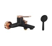 KAMALU - Miscelatore vasca nero opaco leva oro rosa | KAM-KANDA NERO-RG