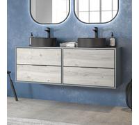 KAMALU - Mobile 135 cm grigio con 4 cassetti finitura legno grigio KSPR-135G