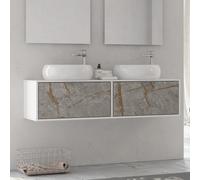 KAMALU - Mobile bagno 135cm bicolore con 2 cassetti scorrevoli SPR-135C