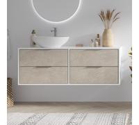 KAMALU - Mobile bagno 135cm bicolore con 4 cassetti scorrevoli SPR-135D