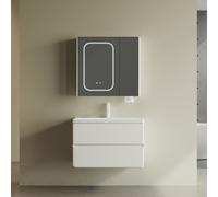 KAMALU - Mobile bagno 80 cm lavabo integrato e specchio contenitore | KAM-SM80