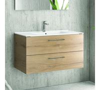 KAMALU - Mobile bagno 90 cm lavabo incasso e due cassetti NEL-90