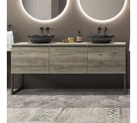 KAMALU - Mobile bagno a terra 180 cm con piano e 3 cassetti SP-180P3