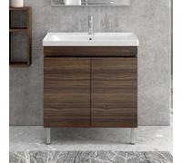 KAMALU - Mobile bagno a terra 80 cm lavabo integrato e due ante SV-80T