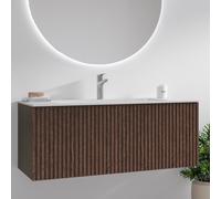 KAMALU - Mobile bagno sospeso 100cm effetto cannettato con lavabo incasso KDS-100L