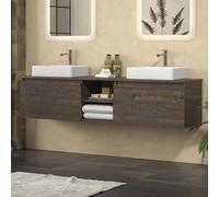 KAMALU - Mobile bagno sospeso 175 cm con due cassetti e vano a giorno SP-175P
