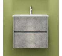 KAMALU - Mobile bagno sospeso 60 cm colore effetto marmo cemento | LAC-AMFI-60