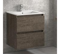 KAMALU - Mobile bagno sospeso 60 cm con lavabo integrato e 2 cassetti TOD-60L