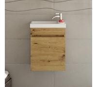 KAMALU - Mobiletto bagno 40 cm profondità 22 cm colore legno naturale | LAC-POLIS-40-OAK