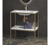 KAMALU - Mobiletto metallico a terra 80 cm con lavabo e ripiano NET-80