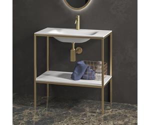 KAMALU - Mobiletto metallico a terra 80 cm con lavabo e ripiano NET-80