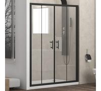 KAMALU - Nicchia doccia 190cm doppio scorrevole anticalcare telaio nero KFN6000