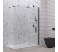 KAMALU - Parete doccia walk in 100 cm con profilo gun metal | KW-100GM