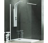 KAMALU - Parete doccia walk in 120 cm con profilo bianco opaco KW-100W