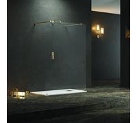 KAMALU - Parete doccia walk-in 150cm staffe dorate KW3000R