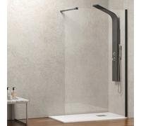 KAMALU - Parete doccia walk in 60 cm con profilo nero opaco | KW-100B