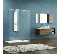 KAMALU - Parete doccia walkin 120cm staffe bianche vetro trasparente KW3000B