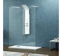 KAMALU - Parete doccia walkin con staffe bianche 110cm vetro trasparente KW3000B