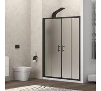 KAMALU - Porta doccia nera 180 cm vetro opaco doppio scorrevole | KFN6000NS