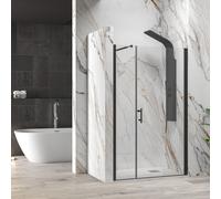 KAMALU - Porta doccia nero opaco 95 cm battente e anta fissa | KS5000N