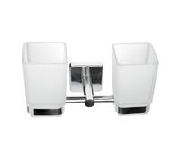 KAMALU - Porta spazzolini doppio in acciaio e vetro | CLODE-C