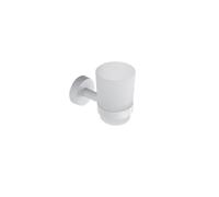 KAMALU - Portabicchiere vetro e acciaio inox bianco opaco installazione a parete | MIRA-B