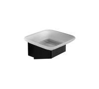 KAMALU - Portasapone bagno in acciaio nero opaco e vetro installazione sospesa | NUEVO-N