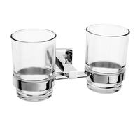 KAMALU - Portaspazzolini doppio in vetro e ottone a muro modello ELTO-3476