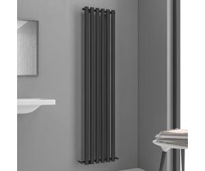 KAMALU - Radiatore bagno 1800x420 mm colore nero opaco 6 elementi verticali KAM-369N