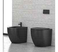 KAMALU - Sanitari a filo parete senza brida colore nero opaco MIL-N