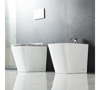 KAMALU - Sanitari salvaspazio rimless bianco opaco con sedile soft-close | LITOS-TFSO