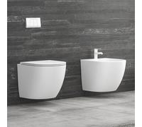 KAMALU - Sanitari sospesi senza brida colore bianco lucido | MIL-BL