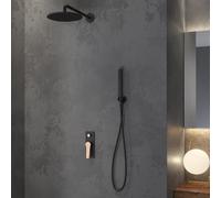 KAMALU - Set doccia a incasso colore nero e oro rosa | KAM-KANDA NERO-RG