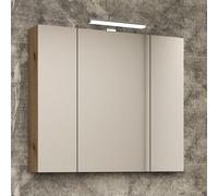 KAMALU - Specchiera bagno 80 cm a tre ante in rovere naturale | LAC-EFESTO-80