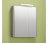 KAMALU - Specchio bagno contenitore 60 cm colore marmo cemento | LAC-AMFI-60