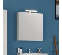 KAMALU - Specchio bagno contenitore 65 cm colore bianco opaco | LAC-EOLO-65