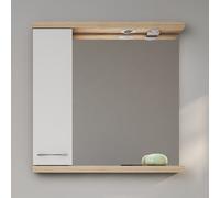 KAMALU - Specchio bagno contenitore 80 cm bicolore bianco e legno chiaro | LAC-ESTIA-80